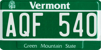 VT license plate AQF540