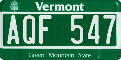 VT license plate AQF547