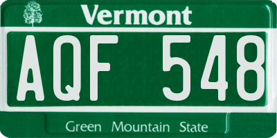 VT license plate AQF548