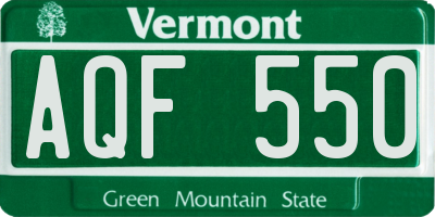 VT license plate AQF550