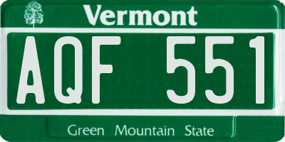 VT license plate AQF551