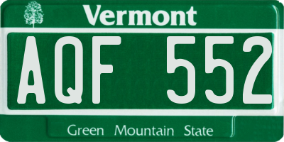 VT license plate AQF552