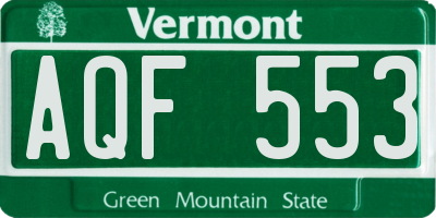 VT license plate AQF553