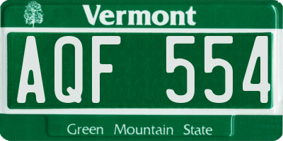 VT license plate AQF554