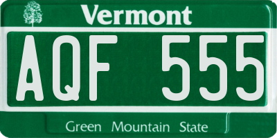 VT license plate AQF555