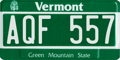 VT license plate AQF557