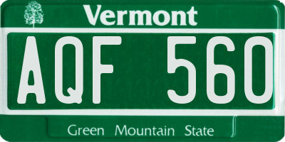 VT license plate AQF560