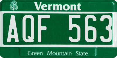 VT license plate AQF563