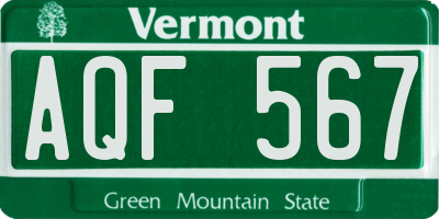 VT license plate AQF567