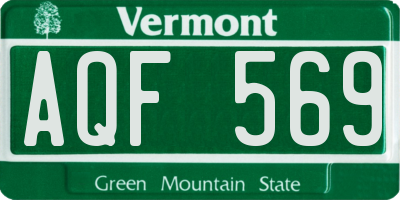 VT license plate AQF569