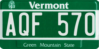 VT license plate AQF570