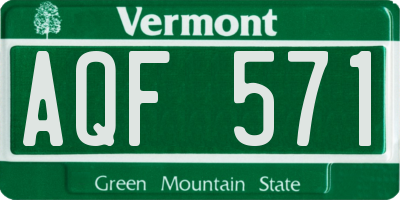 VT license plate AQF571