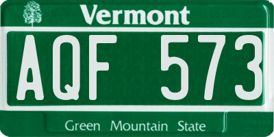 VT license plate AQF573