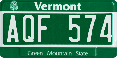 VT license plate AQF574