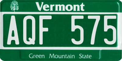 VT license plate AQF575