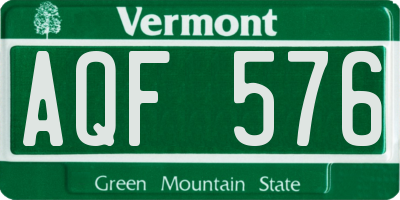VT license plate AQF576