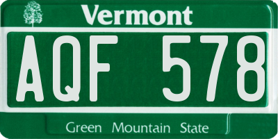 VT license plate AQF578