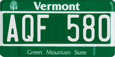 VT license plate AQF580