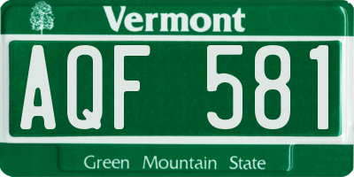 VT license plate AQF581