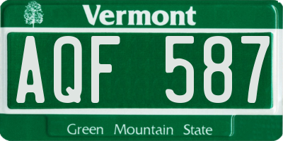 VT license plate AQF587