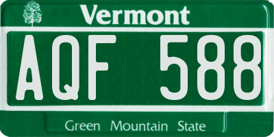 VT license plate AQF588