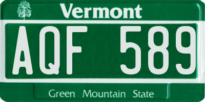 VT license plate AQF589