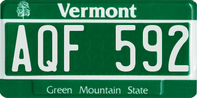 VT license plate AQF592