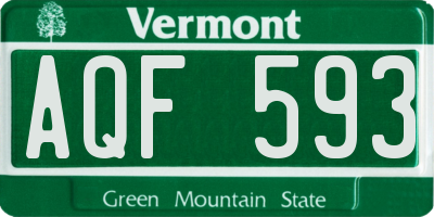 VT license plate AQF593