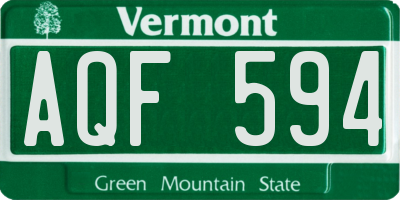 VT license plate AQF594