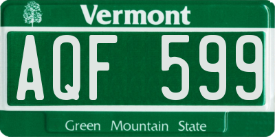 VT license plate AQF599