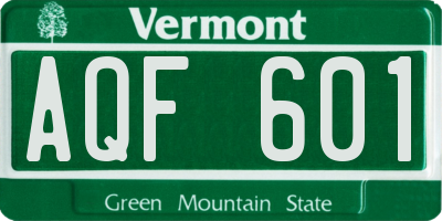 VT license plate AQF601