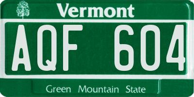 VT license plate AQF604