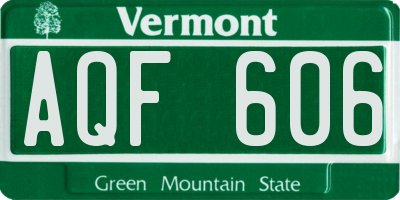 VT license plate AQF606