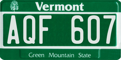 VT license plate AQF607