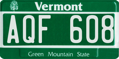 VT license plate AQF608
