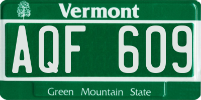 VT license plate AQF609