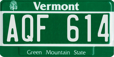 VT license plate AQF614