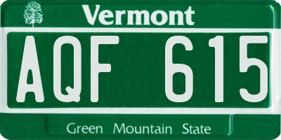 VT license plate AQF615