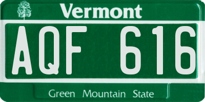 VT license plate AQF616