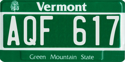 VT license plate AQF617