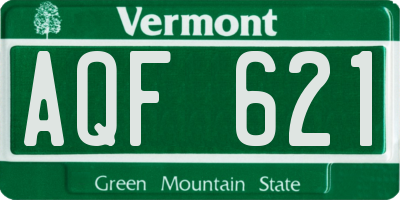 VT license plate AQF621