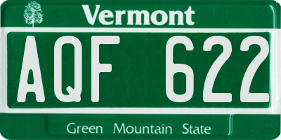 VT license plate AQF622