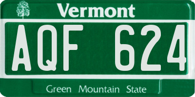 VT license plate AQF624