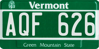 VT license plate AQF626