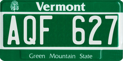 VT license plate AQF627