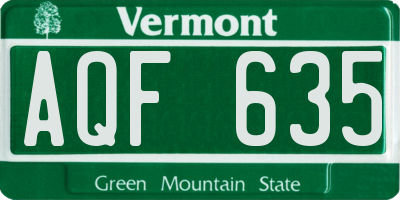 VT license plate AQF635