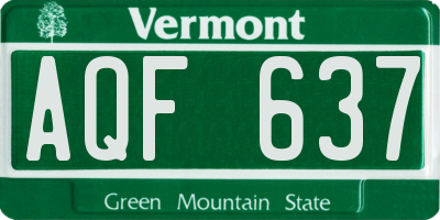 VT license plate AQF637