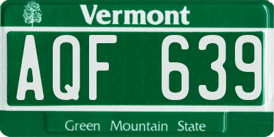 VT license plate AQF639