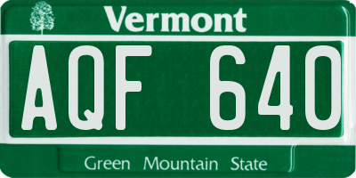 VT license plate AQF640