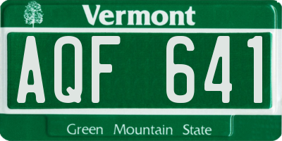 VT license plate AQF641